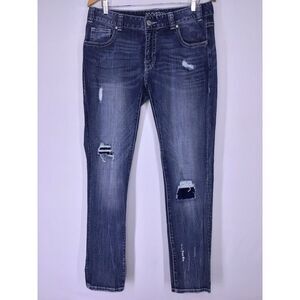 Rock & Roll Cowgirl Boyfriend Skinny Jeans Women's Size 30X32 Blue Mid Rise